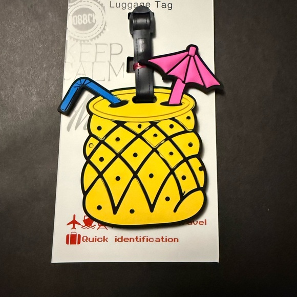 Other - Pineapple Cocktail Luggage Tag - Yellow Pink Blue